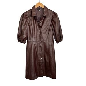 Lucy Paris | Dresses | Lucy Paris Rara Ruched Faux Leather Shirt Dress Xl |  Poshmark
